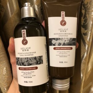 Bộ dầu gội và dầu xả gừng nâu  Weilaiya Freshen Ginger Hair Tonic Shampoo 312ml +200ml